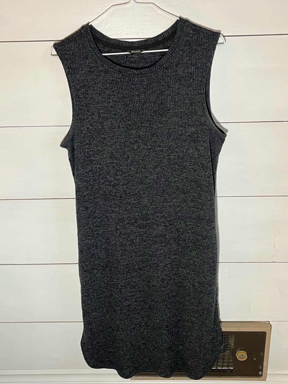 Roots Sleeveless Rib Knit Tank Dress in Charcoal